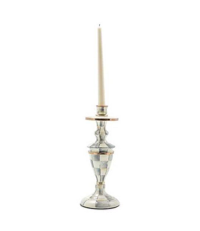MACKENZIE CHILDS Sterling Check Enamel Candlestick