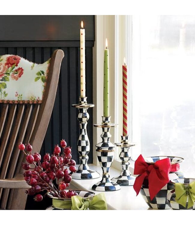 MACKENZIE CHILDS Courtly Check Enamel Candlestick - Large