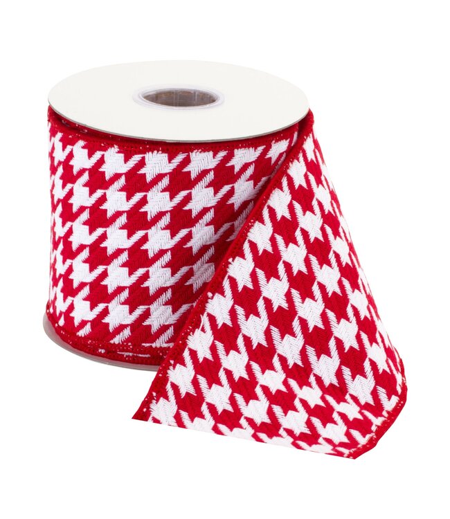 RED HOUNDSTOOTH RIBBON 5YDS