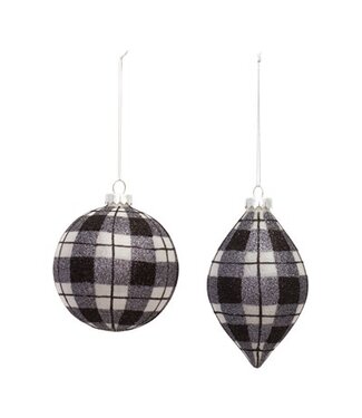 BLACK AND WHITE PLAID ORN - Sold Individually