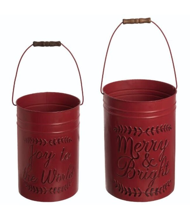 Metal Deep Rustic Red Buckets