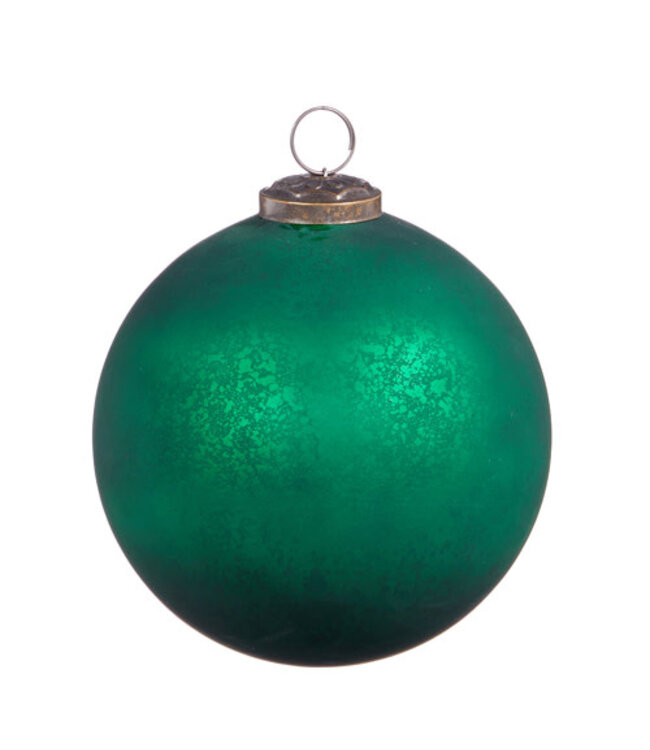 5" Antiqued Dark Green Ball Ornament