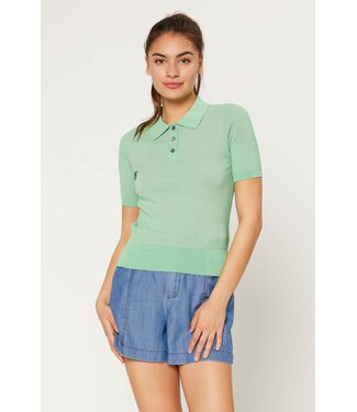 Amanda 2 Tone Polo Collar Short Sleeve Top -