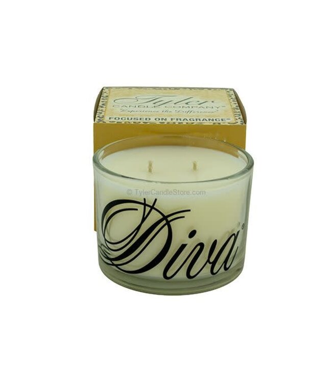 TYLER CANDLES 16oz Stature Candle  Black on Clear Glass