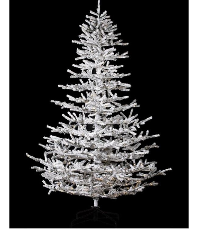 8'Hx64d Flocked Garden Tree On Metal Stand