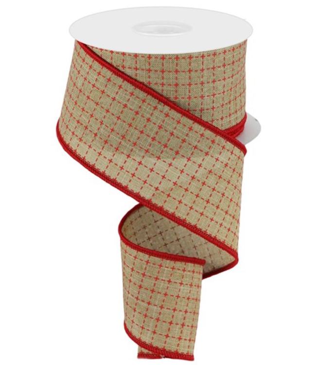 2.5"X10yd Raised Stitched Squares/Royal Ribbon