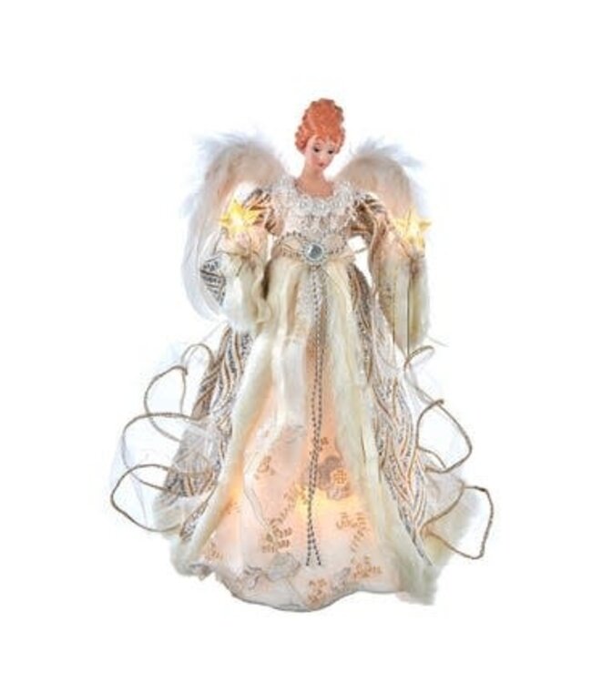 14" UL 10-Light Gold and Silver Lighted Angel Treetop