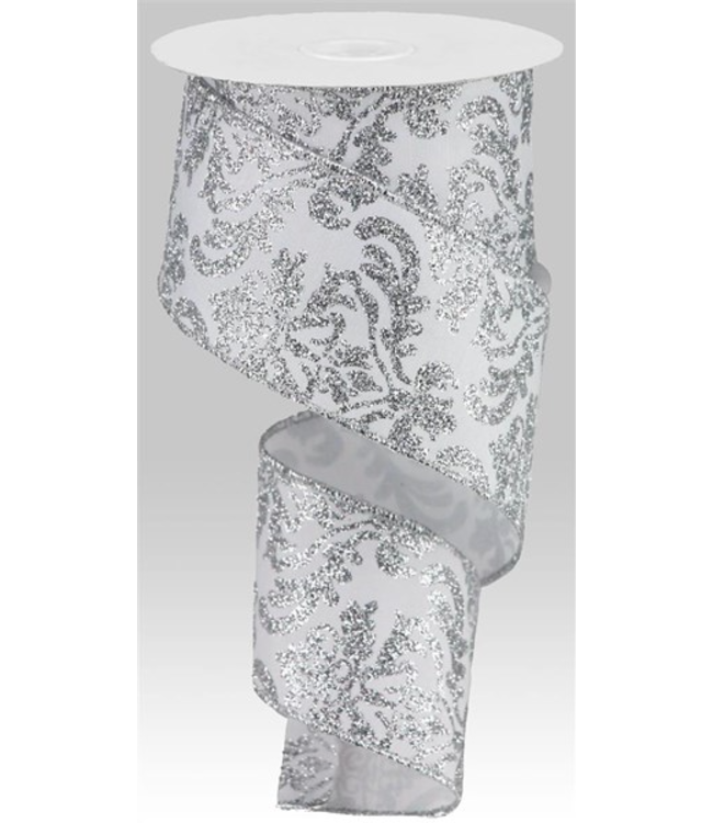 2.5"X10yd Bold Damask/Faux Dupioni Ribbon