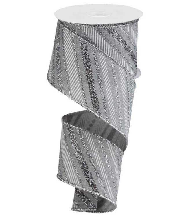 2.5"X10yd Multi Diagonal Stripes/Royal Ribbon