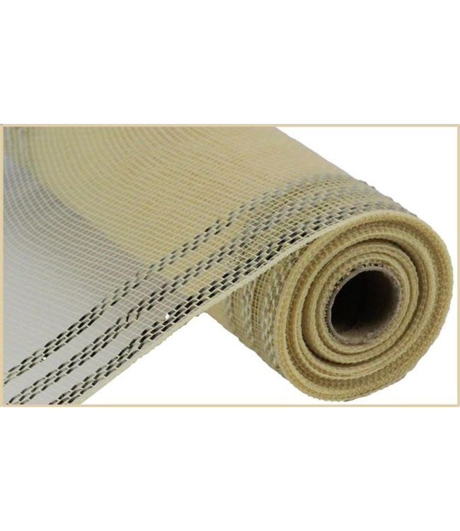 10.5"X10yd Border Stripe Metallic Mesh Ribbon