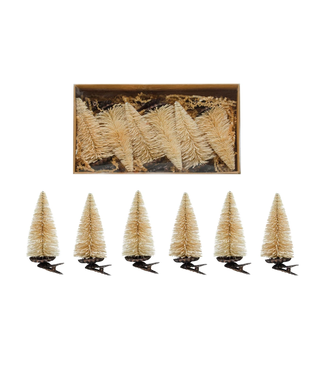 2" Round 4-1/2"H Sisal Brush Tree Clip-on Cream