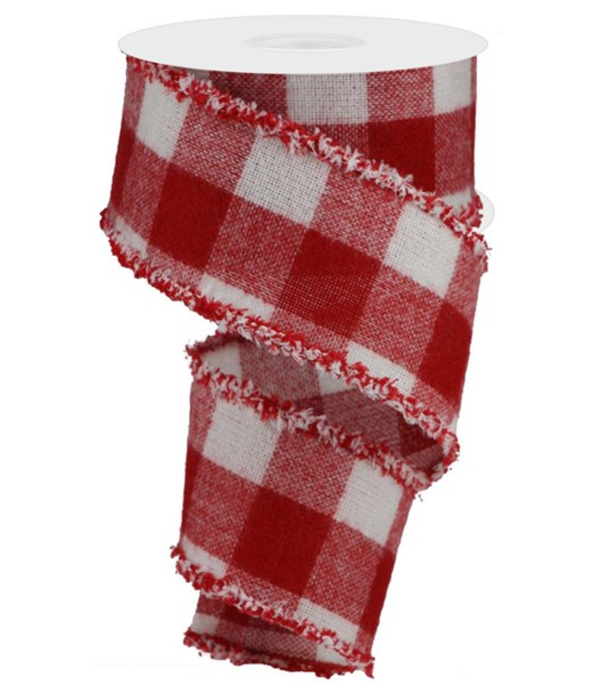 2.5"X10yd Woven Fuzzy Large Check Ribbon