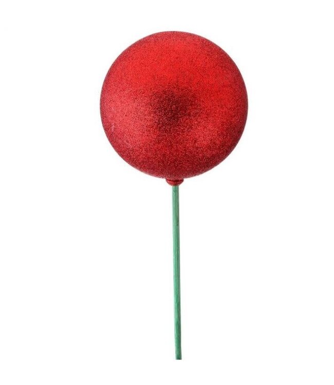 23" Glittered Vacuum Plate Ball On Green Wood Stake