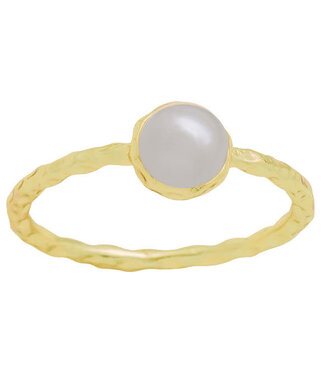 Round Pearl Gold Layers Ring