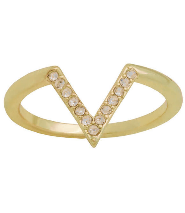 CZ V Gold Layers Ring