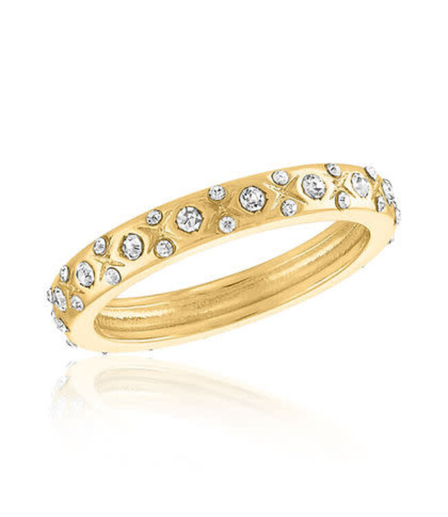 CZ XO Band Gold Layers Ring