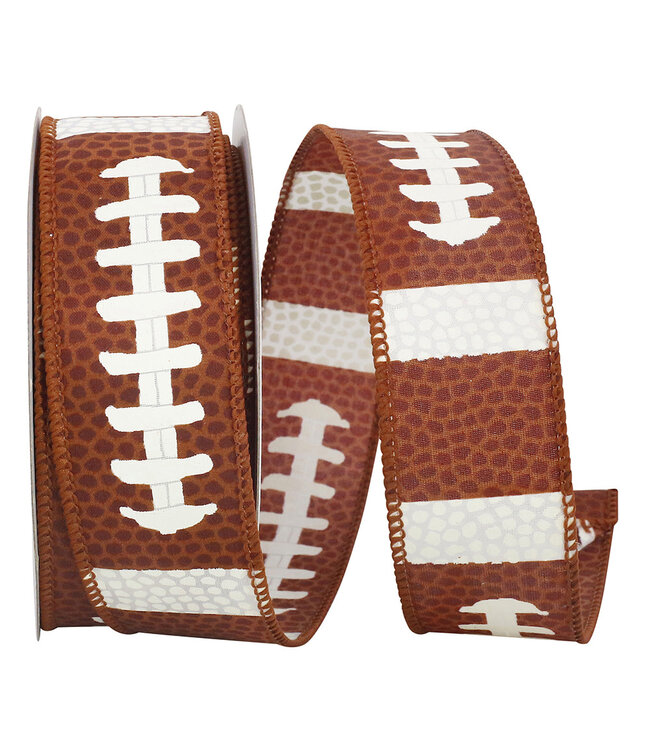 Football Pigskin Wired Edge Rd, Brown Ribbon