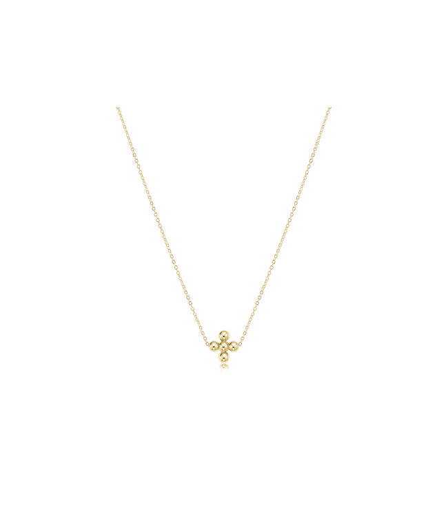 ENEWTON 16" Necklace Gold Classic Beaded Signature Cross Gold  - 4mm Bead Gold