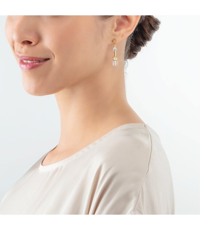 COEUR DE LION Geocube Iconic Nature Earrings Gold White