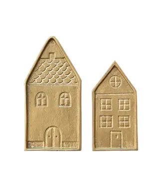 Debossed Cast Aluminum House Shaped Trays -  Gold Finish