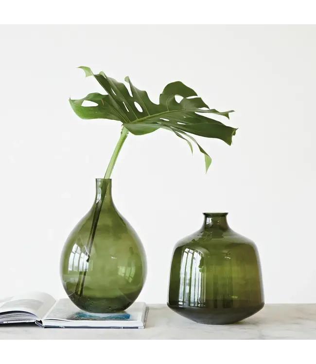 Glass Bottle Vase, Green
