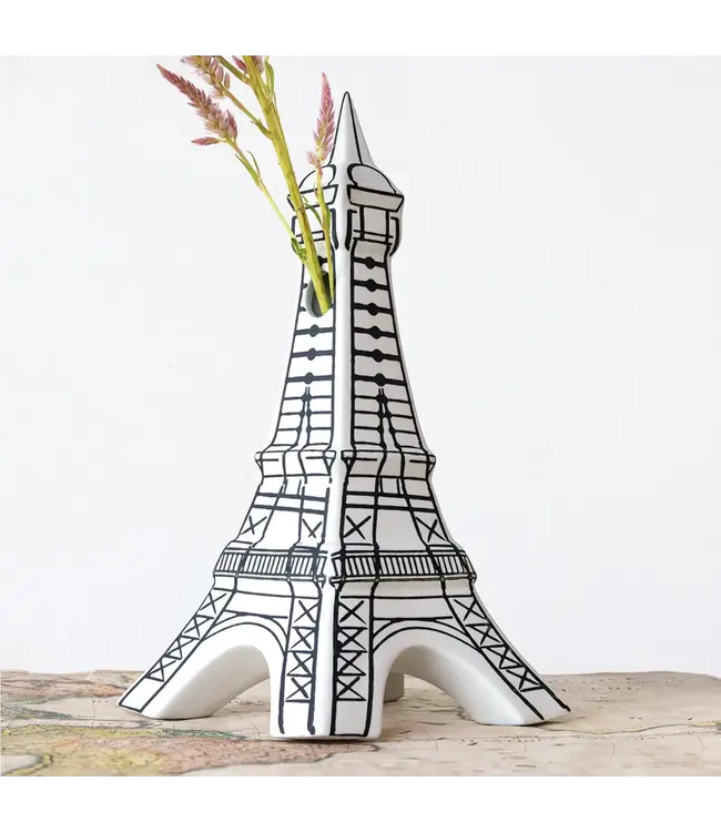 Hand-Painted Stoneware Bisque Eiffel Tower Vase