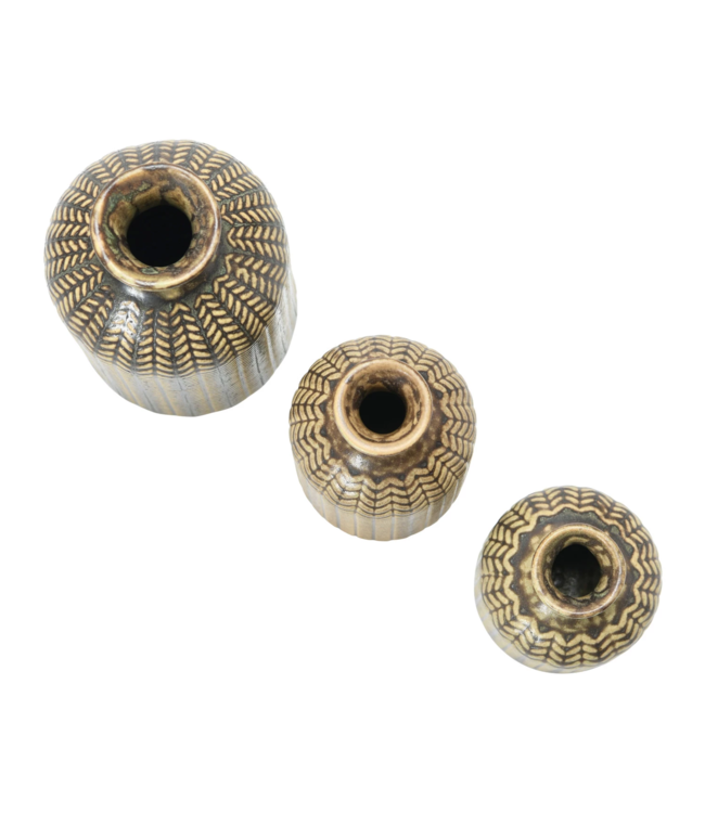 Embossed Stoneware Vase