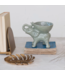 Stoneware Elephant with Bowl Grey