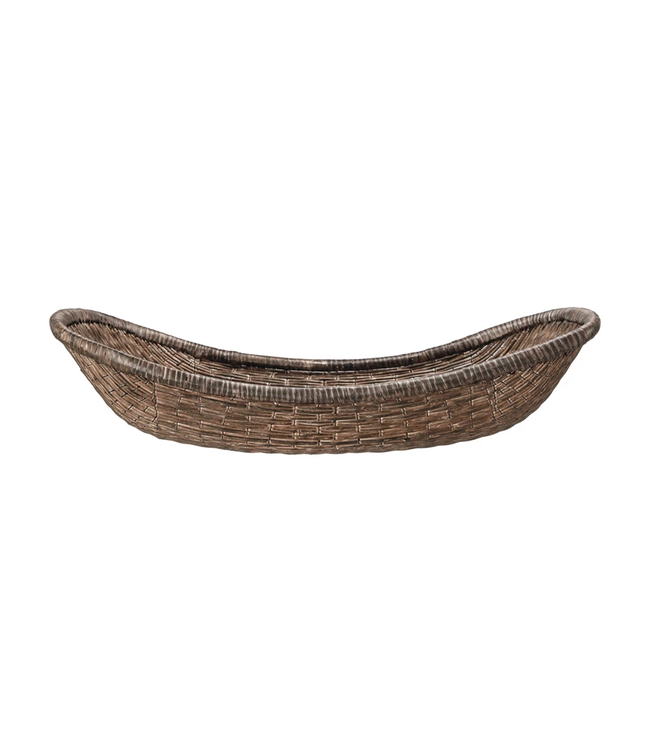 Decorative Woven Wicker Vintage Reproduction Tray/Basket, Antique Finish