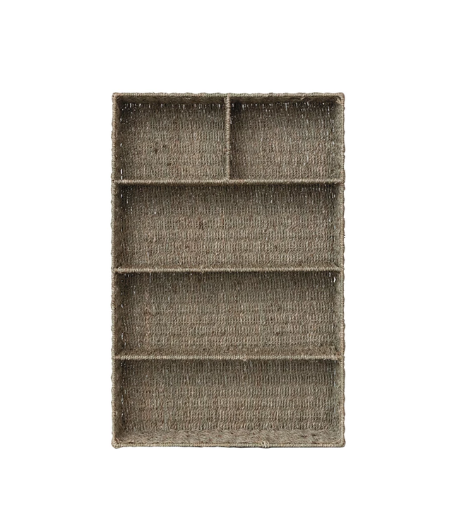 Hand-Woven Seagrass Basket with 5 Sections, Natural