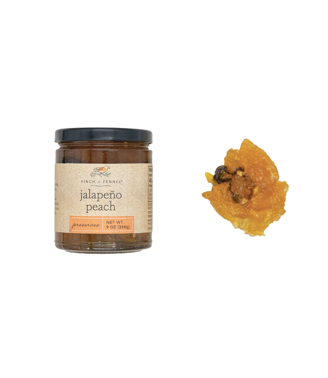 FINCH + FENNEL Jalapeno Peach Preserves Jelly Jar