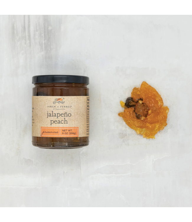 FINCH + FENNEL Jalapeno Peach Preserves Jelly Jar