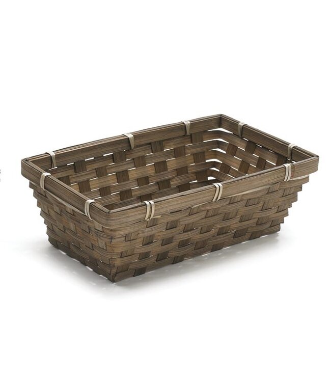 Dark Stain Bamboo Basket Tray