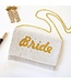 Bride White Clutch for Wedding Day in Gold