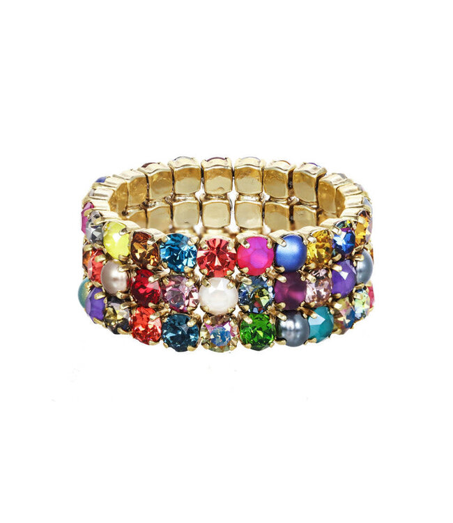 TOVA Olivia 3 Strand Stretch Bracelet in Deep tones