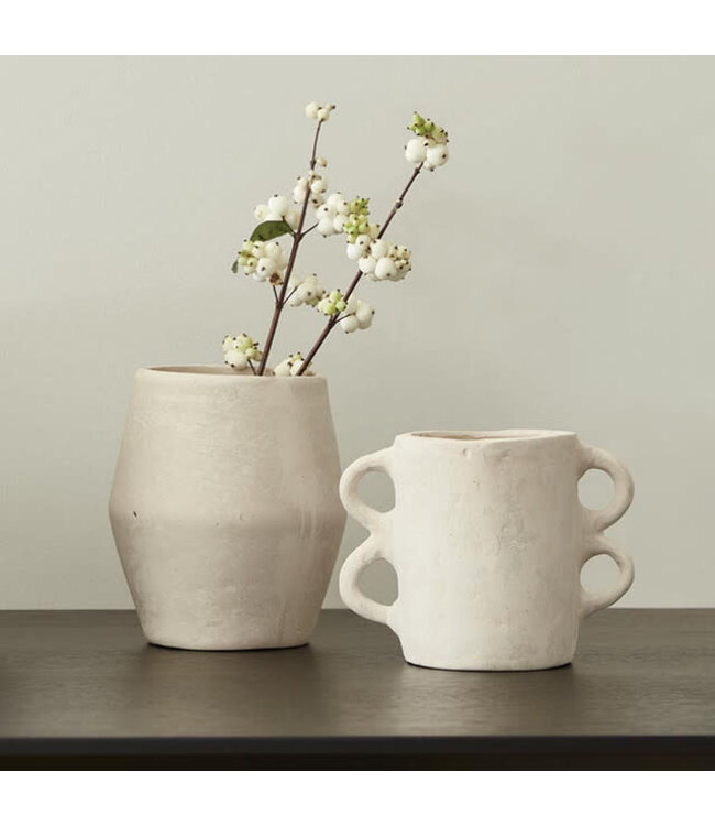 Paper Mache Vase with Handles - Natural