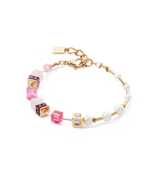COEUR DE LION Geocube Fusion Precious Pearl Mix Gold-Pink Bracelet