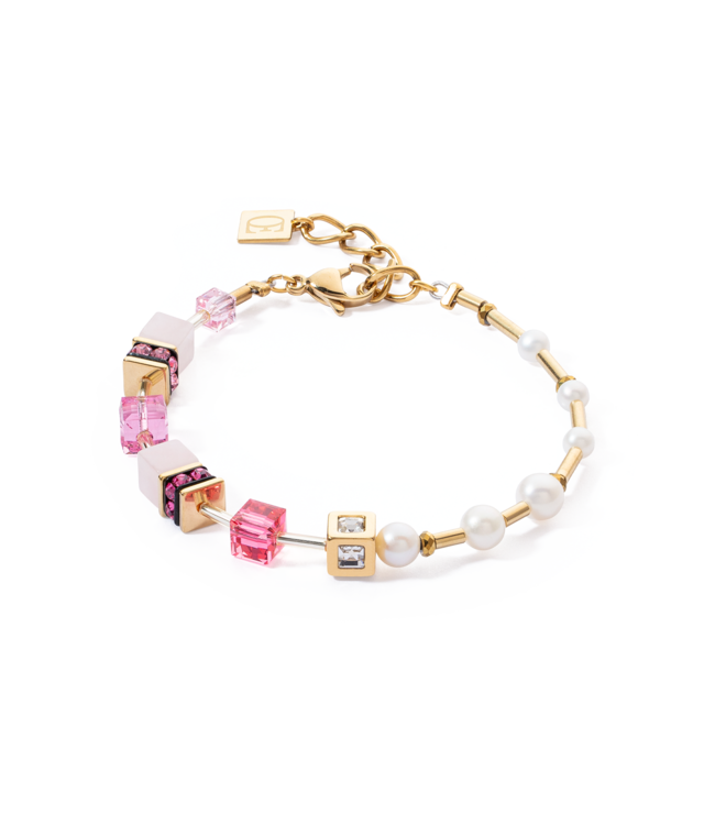 COEUR DE LION Geocube Fusion Precious Pearl Mix Gold-Pink Bracelet