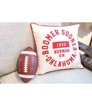 Oklahoma Athletic Circle Pillow + Piping