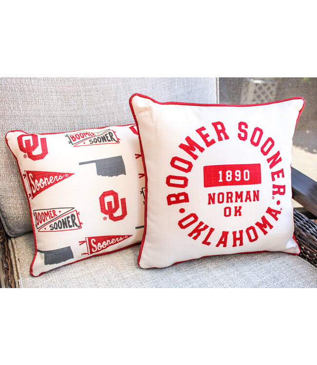 Oklahoma Athletic Circle Pillow + Piping
