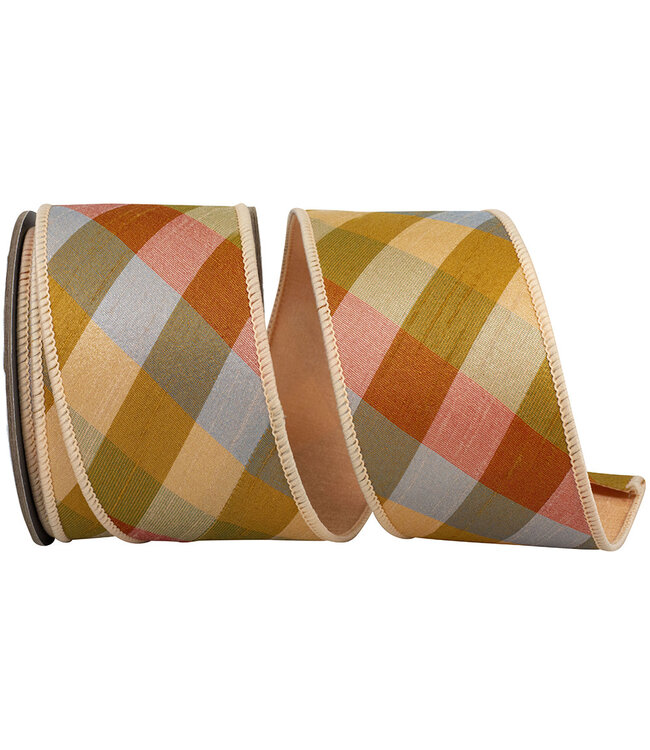 2.5 inch Plaid Diagonal Augusta Tonal Ribbon