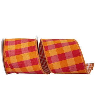 4 Inch Dupioni Tierra Check Gingham Backed Deluxe Wired Edge Ribbon