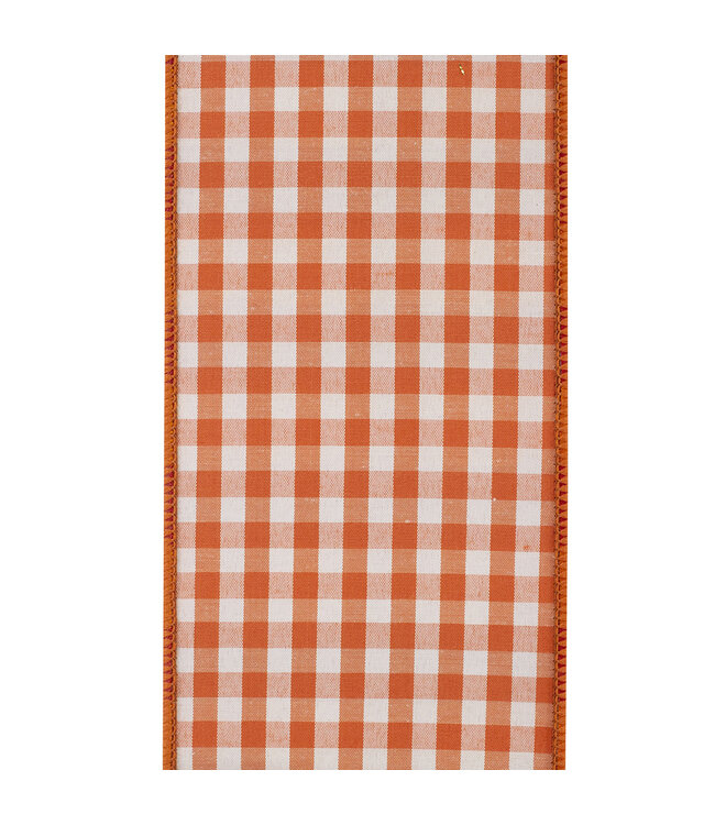 4 Inch Dupioni Tierra Check Gingham Backed Deluxe Wired Edge Ribbon