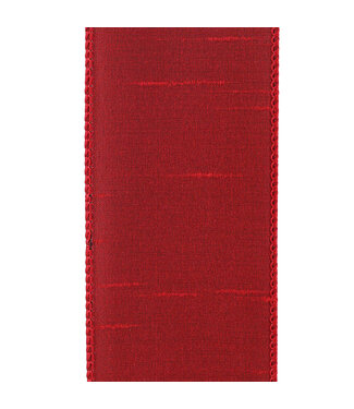 2.5 inch Dupioni Supreme Wired Edge Scarlet Ribbon