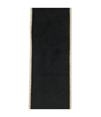 2.5 inch Velvet Touch Deluxe Metallic Dupioni Backed Black Wired Edge Ribbon