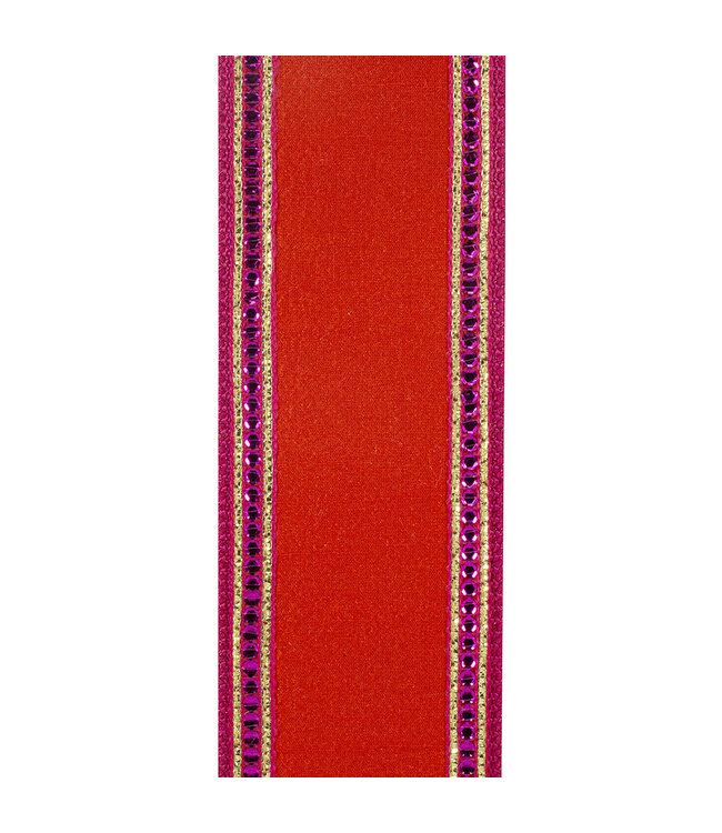 Sequin Trimming Striped Edge Dupioni Deluxe Wired Edge Ribbon