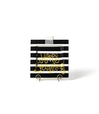 HAPPY EVERYTHING Black Stripe Happy Everything Big Square Platter