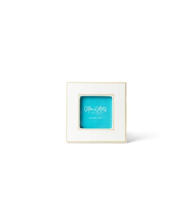 HAPPY EVERYTHING Pinstripe 7 Square Frame Ecru