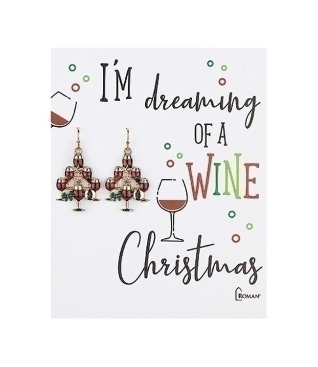 1.1” Gold Wine Tree Earring Carded