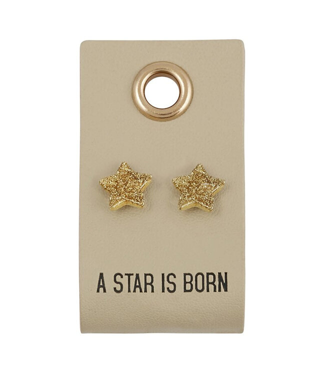 Leather Stud Tag Earrings